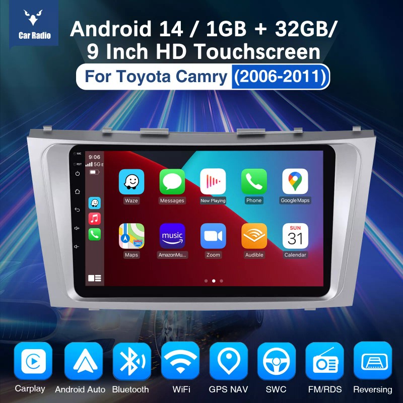 ESSGOO Android 14 Apple CarPlay For Toyota Camry 2007-2011 Car