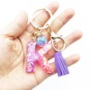 Xsclpomddy A-Z Initials Letter Keychain Crystal Pink with Tassel Pendant
