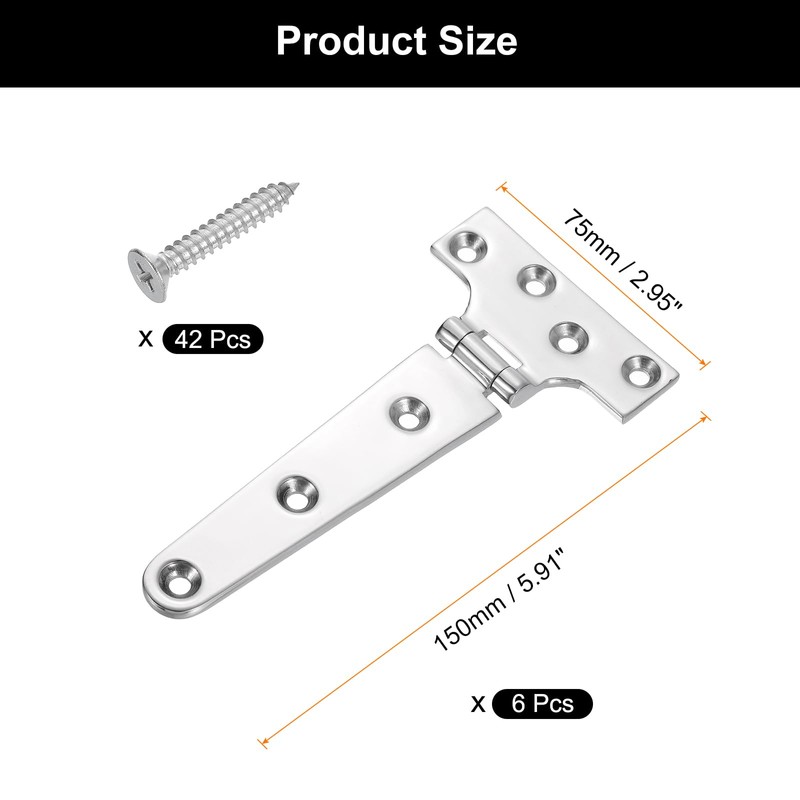 uxcell 6Pcs Heavy Duty t Hinges, Marine Grade t Hinge