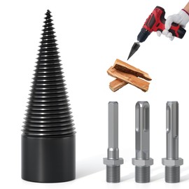 APIOLO Wood Splitter Drill Bit-3 Drilling Handles, Log Splitter Drill with 32MM Cones for Heavy Duty Detachable, Firewood Drill Bit Set Suitable for Family Heating, Camping, Woodworking