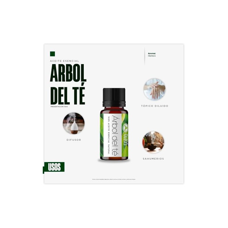 VIDA SCENTS OLEOS Aceite Esencial de Árbol Té 10 ML