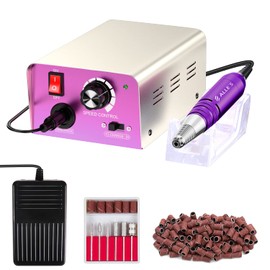30000 RPM Professional Nail Drill Machine with Foot Pedal, Electric Nail File for Acrylic Nails, Manicure Pedicure Drill Kit for Gel Nails Polish Removal, with 6Pcs Drill Bits and 106Pcs Sand Bands