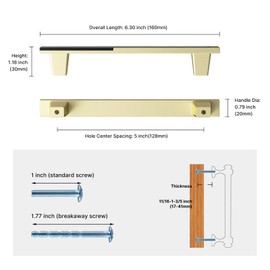 Haliwu 10 Pack Black and Gold Cabient Handles 2 Tone Cabinet Hardware Black and Brushed Gold Cabinet Pulls 5 inch Dresser Handles Drawer Pulls Kitchen Cabinet Handles Zinc Alloy