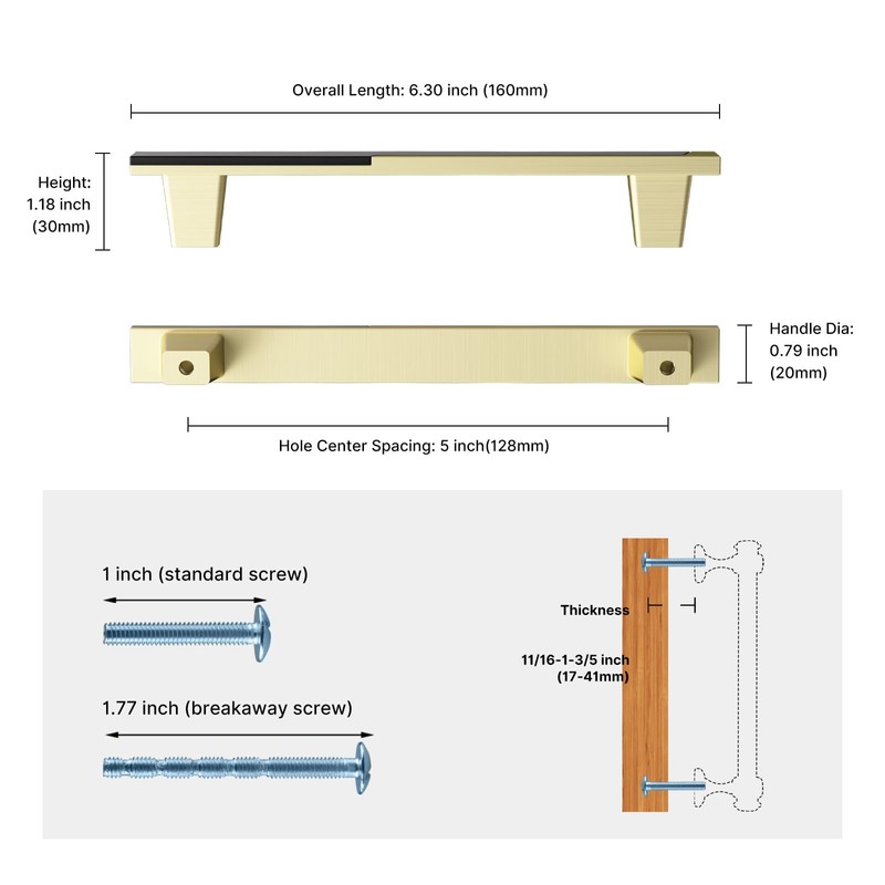 Haliwu 10 Pack Black and Gold Cabient Handles 2 Tone