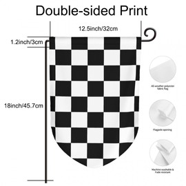 Uanvaha Checkered Garden Flag Polyester Double Sided Black and White Car Racing Flag Outdoor Decoration Banner for Yard Lawn 12.5" x 18"