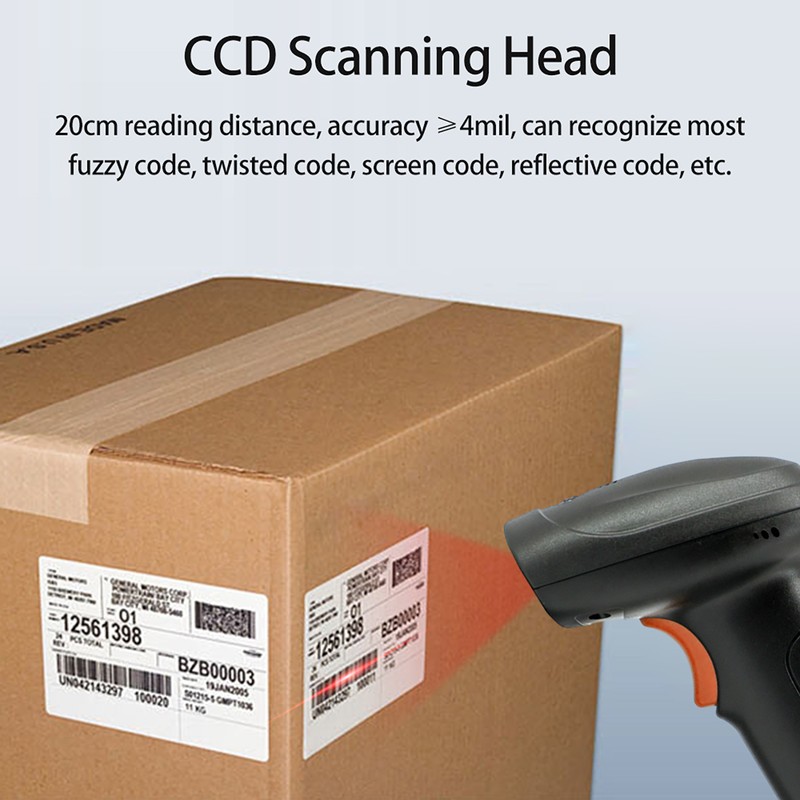 Wireless 1D Barcode Scanner 2.4G + USB Wired Connection CCD