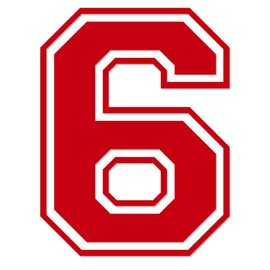 Applicable Pun Varsity Number 6 - Vinyl Decal - Red 5 Inches Tall