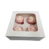LarryRoo White Windowed Cupcake Boxes, Holds 4 Cup Cakes with