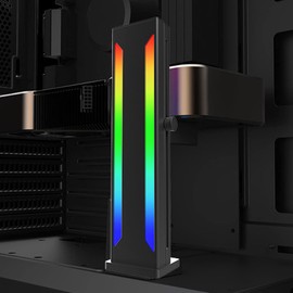 ciciglow Soporte GPU RGB, 5V 3PIN Tarjeta Gráfica RGB Colorida Ajustable Soporte GPU con Base Magnética, Orientaciones Múltiples, Compatible con Varios Chasis, Fácil de Instalar (Negro)