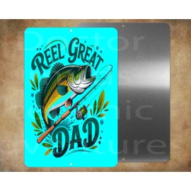 Unbranded fishing REEL GREAT DAD Father's Day papa   8" x 12" metal sign  Made in USA