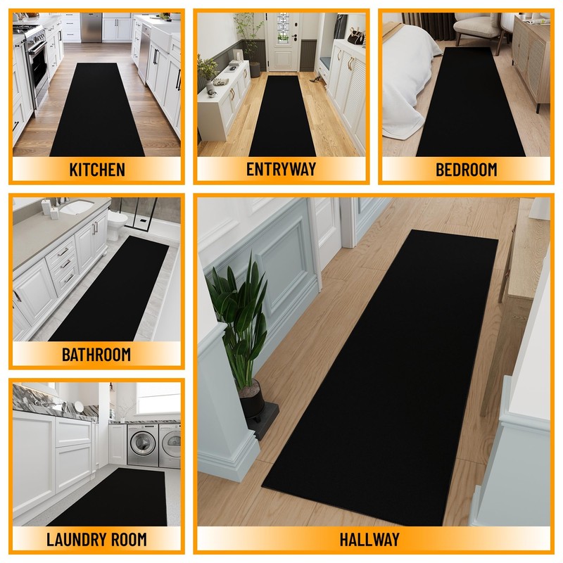 Ottomanson Hallway Runner Rug 1'10" x 12' Non Slip Solid