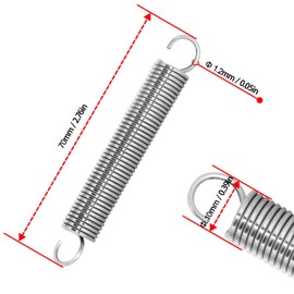 NICAVKIT Pack of 10 Stainless Steel Tension Springs with Hooks, Tension Spring 70 mm Free Length, Outer Diameter 10 mm, Wire Diameter 1.2 mm, Maximum Tensile Force 3.3 kg - 1.2 x 10 x 70 mm