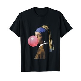 Johannes Vermeer's Girl Pearl Earring & Bubble Gum Pop Art T-Shirt