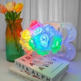 VIPMOON LED Rose Flower String Lights, 6.6ft 20LED Indoor Fairy String Lights Battery Operated for Valentine's Day Wedding Gardens Party Christmas Decoration (Multicolor)