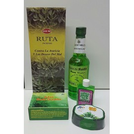 RUDA DESPOJO KIT COMPLETO BAÑO JABON INCIENSO PERFUME AMULETO Y ORACION INCLUIDO