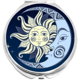 NewCharms Moon Sun Celestial Design Compact with Mirrors - Perfect Pocket and Purse Size Folding Mirror for Applying Make Up Anywhere