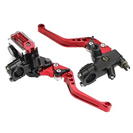 LisylineAuto Universal Motorcycle Brake Levers 7/8" 22mm Handlebar Brake Master Cylinder Clutch Lever Left & Right Set Compatible with Harley Suzuki Yamaha Motorbike Brake Lever Red