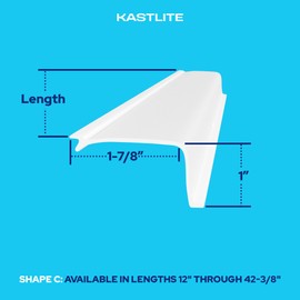 KastLite Linear Under Cabinet Light Cover Replacement | White Ribbed Acrylic Undercabinet Lens Diffuser | 12"L x 1-7/8"W x 1"H | Filters Under Counter Lights for Kitchen, Bathroom & Vanity | Shape C