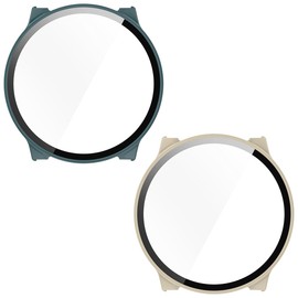 2-Packs Screen Protector Case Compatible with COROS Pace 2, Cover Case for COROS Pace 2 (Green+Ivory)