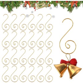 ALUNME 100 Pcs Ornament Hooks, Gold Christmas Ornament Hangers, Christmas Ornament Hooks, Metal Hooks for Ornaments, Metal Wire Ornaments Hooks Anchors(100 pcs Golden)