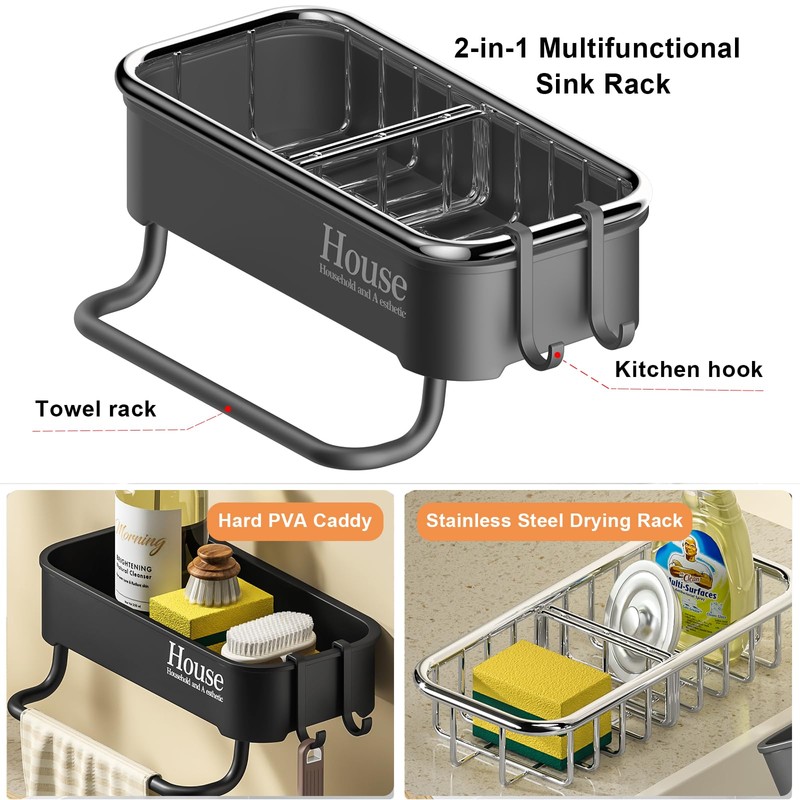 MENGCOOL Sink Caddy, Kitchen Sink Caddy Organiser Sink Sponge Holder