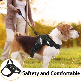 FYY Dog Harness No Pull, Breathable Adjustable Pet Harness Dog Vest Harness, Reflective Oxford Easy Control Dog Harness with Sturdy Handle for Small Medium Large Dogs M-Camo