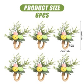 6pcs Easter Napkin Rings Bunny Ears Serviette Buckles Eggs Serviette Ring Buckle Cute Spring Napkin Buckle Hoop Easter Serviette Ring Buckle for Weddings Holidays Table Decorations (Bunny Ears, 1)