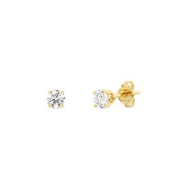 Gilded 1/4 ct. T.W. Round Lab Diamond (SI1 Clarity, F Color) and 10K Yellow Gold Stud Earrings