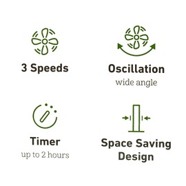 Holmes HTF3131-BTU Oscillating Tower Fan with 3 Speed Settings, 31 Inch, Black