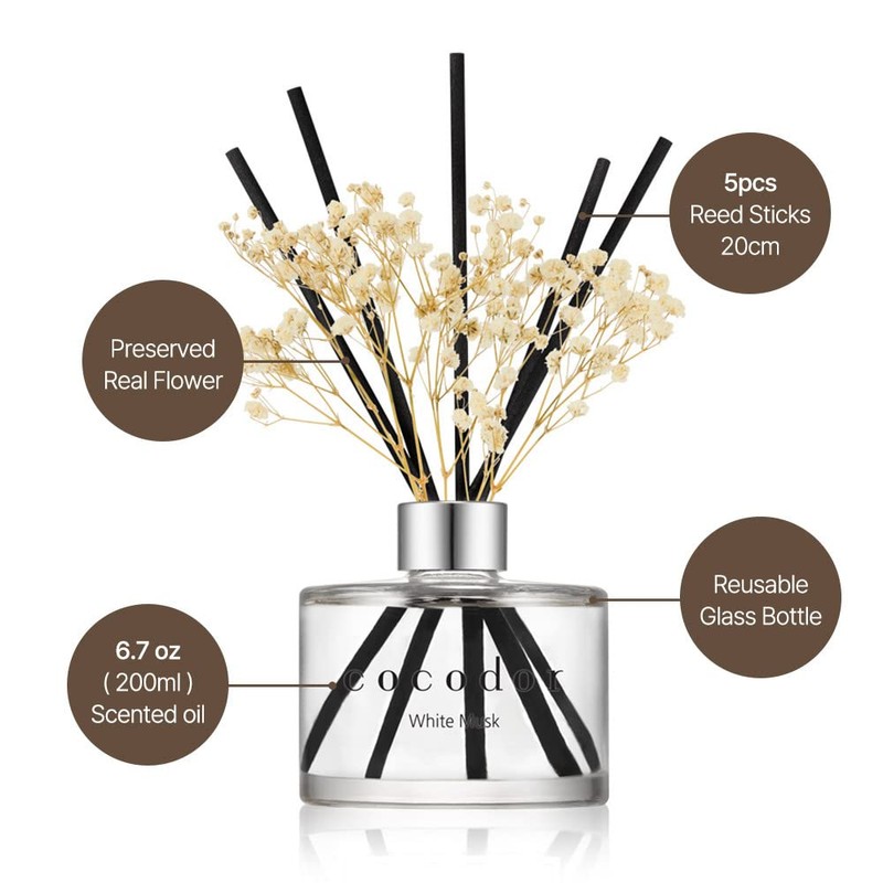 COCODOR Flower Reed Diffuser Set / 6.7oz / White Jasmine/Scent