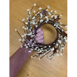 Ivory Pip Candle Ring, Rustic Stars -6 Inch with 3.5 Center (1 Pc Ivory with Stars)