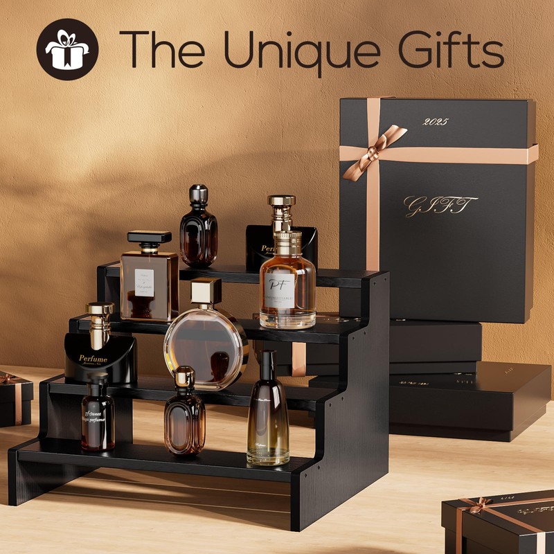 ProCase Wooden Cologne Organizer for Men, 4 Tier Perfume Organizer,
