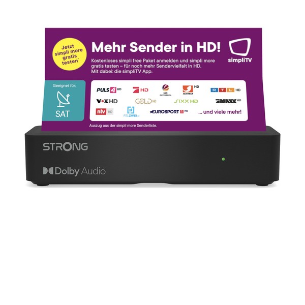 STRONG SRT 7511 Digital HD Satellite Receiver for ORF Including Card (simpliTV), DVB-S2 Full HD (HDTV, HDMI, LAN, SCART, USB) Only for Austria