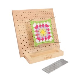 Olikraft Crochet Board with Pegs - 15 Pins Granny Square Blocking Board for Crochet Projects - Accessories and Gadgets (8 inches)