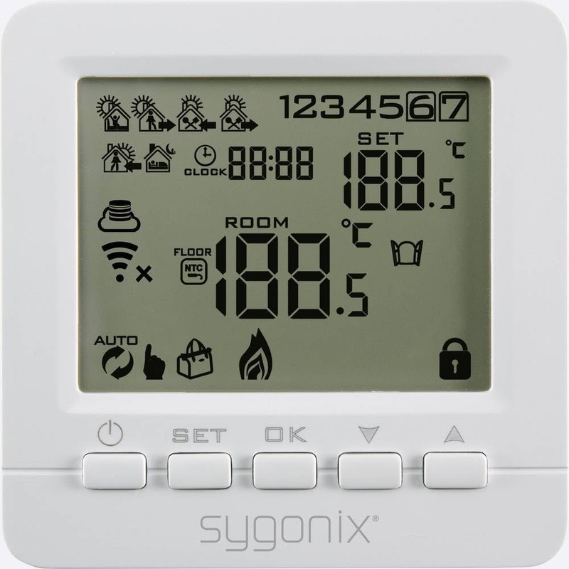 Sygonix SY-4500820 Wireless Room Thermostat Flush-Mounted Weekly Program Pack of
