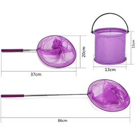3 Pack Butterfly Nets with Folding Water Buckets，Telescopic Butterfly Nets，Extendable Fishing Outdoor Telescopic Tool Net for Kids Catching Insects.
