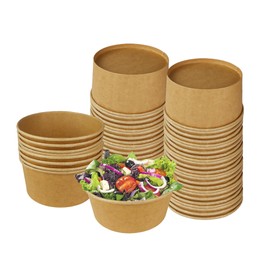 Klex 24 Oz 300 Pcs Kraft Paper Bowls, Disposable Salad Take-Out Containers