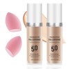 2PCS Full Coverage Foundation with Makeup Sponge,Waterproof Long Lasting Moisturizing