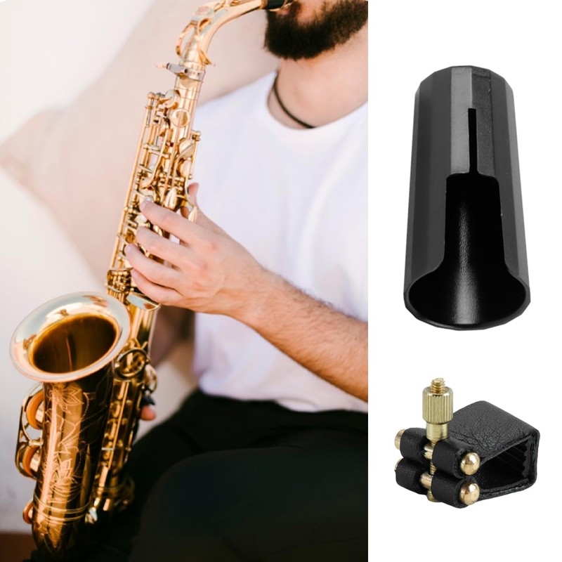 Hoite Alto Saxophone Mouthpiece Cap Leather Alto Sax Ligature with