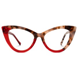 Zeelool anteojos de bloqueo de luz azul ojo de gato para mujer con protección UV400 Maxine WA454518, Zjga454518-08 Red-Tortuga, Medium