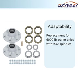 GXYWADY 6 on 5.5 Galvanized Trailer Hub Kit with Trailer Bearing Kit Replacement for 5200-6000lbs Spindle 2 Set