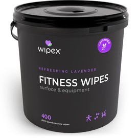 Wipex Gym Wipes - Natural Fitness Equipment Wipes, Plant-Based Cloth with Lavender & Vinegar, All-Purpose Cleaner - Safe to Use on Peloton Bikes & Yoga Mats, 400 Count