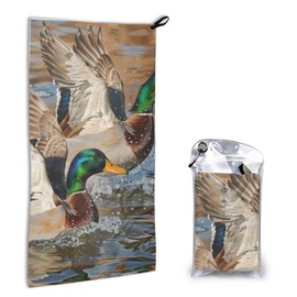 POKLB Mallard Ducks Printing Microfiber Camping Towel, Lightweight Absorbent Quick Dry Towel for Travel Pool Beach Hiking Yoga, 16x31.5 Inch