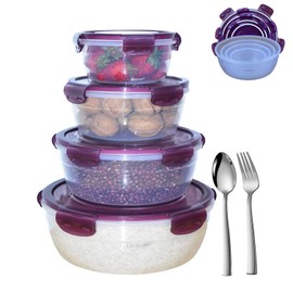 LUNALING Frischhaltedosen. 4 teiliger versiegelter Lebensmittelbehälter. Salat/frucht/Brotdose kann in der Mikrowelle erhitzt werden.Oder frisch im Kühlschrank aufbewahren.