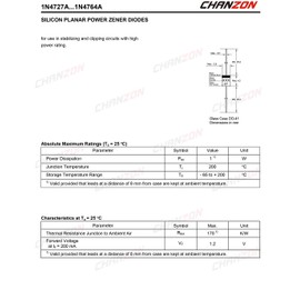 (Pack of 100 Pieces) Chanzon 1N4754A 1N4754 Power Zener Diode 1W 39V DO-41 (DO-204AL) Axial Diodes 1 Watt 39 Volt