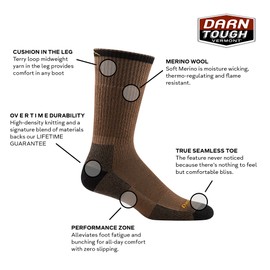 Darn Tough Men's Merino Wool John Henry Boot Sock Cushion, GRAVEL, XX-Large