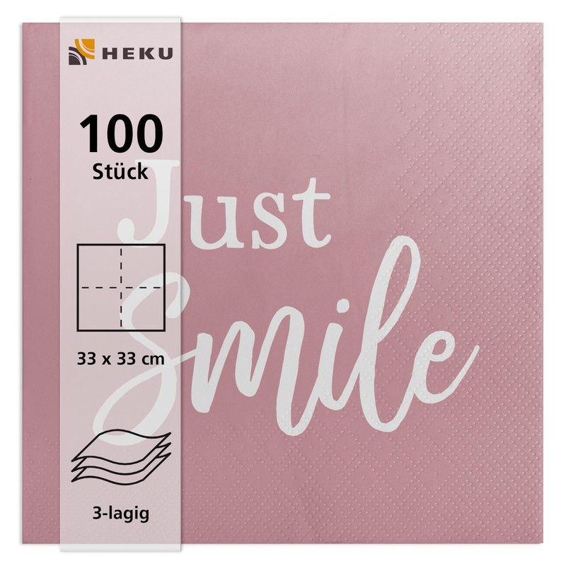 HEKU 100 napkins, 3-ply, 33 x 33 cm, absorbent and