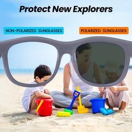 HECCEI Baby Sunglasses Polarised UV Protection - Scout Sunglasses Flexible Frame for Boys and Girls 0-24 Months, stone grey