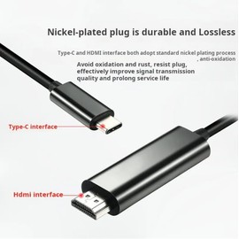 Drone Valley Premium USB-C (Source) to HDMI (Display) Cable Adapter (Thunderbolt 3 Compatible) 4K@60Hz, 3-Foot, Black