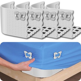 Bed Sheet Holders Lock for Corner,Upgraded Fitted Sheet Holder Keep Firm&Tight in Place,Set of 4 Sheet Locks Bedsheet Corner Holder Stay Secured in Place Easy Install for All Mattress(Dove Grey)